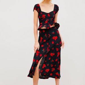 Zara Rose Print Skirt - Sz Medium